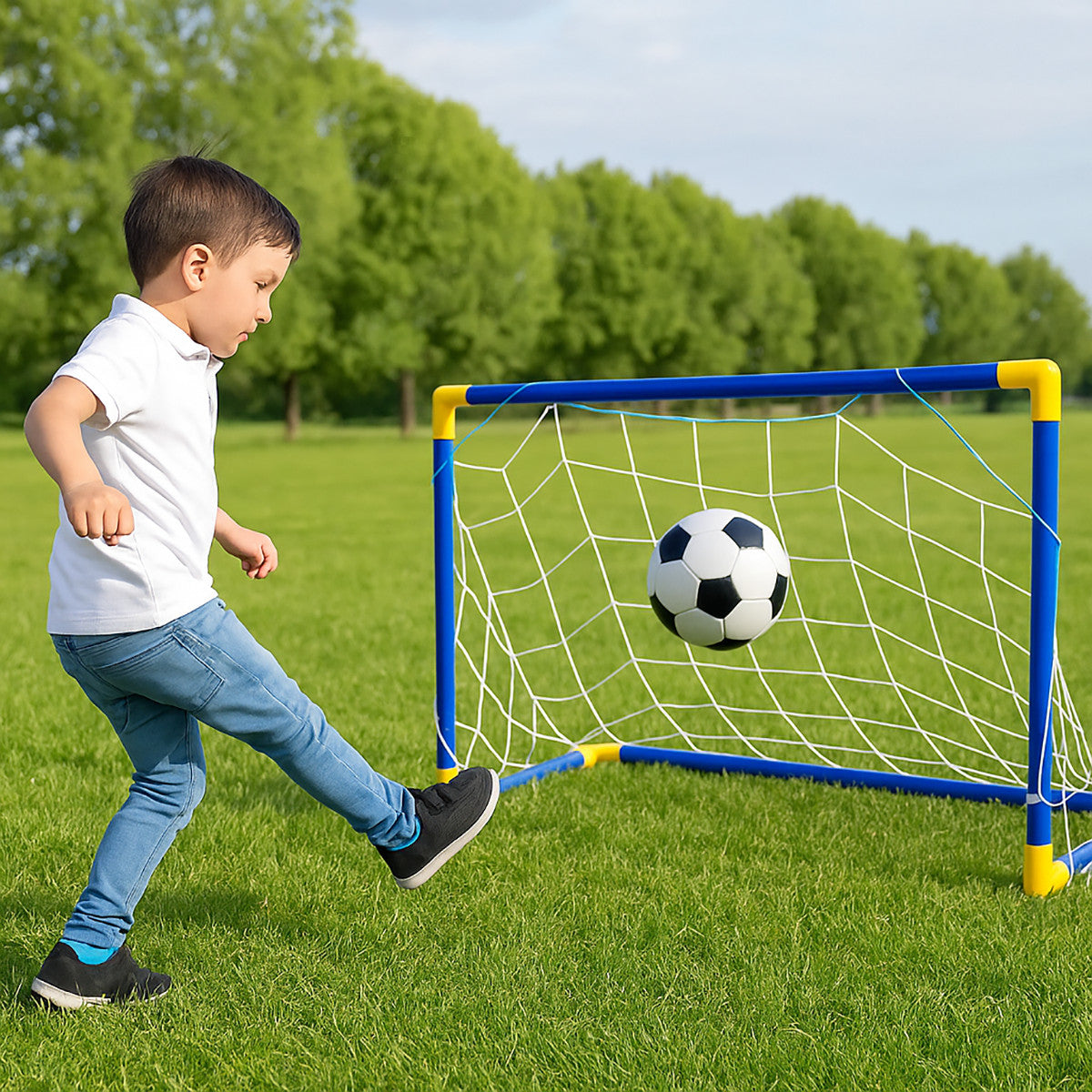 PORTA CALCIO PER BAMBINI 79X50X43CM CON RETE GIOCO SPORT ALL'APERTO GIOCATTOLO