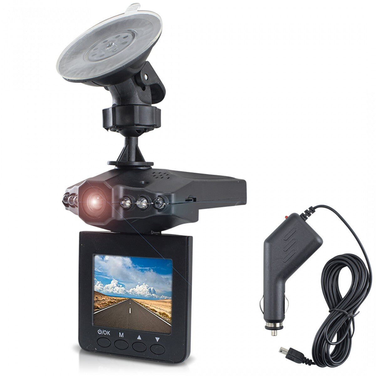 MINI DVR TELECAMERA REGISTRA VIDEO AUTO HD MONITOR LCD 2.5"  6 LED VENTOSA CAM