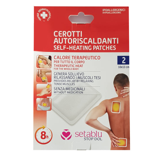2 PATCHS AUTO-CHAUFFANTS CHALEUR CORPS DOS COU MUSCLES DOULEUR 10X13CM