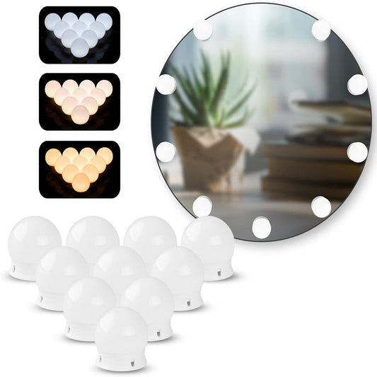 LUMIÈRES DE MIROIR DE MAQUILLAGE STYLE HOLLYWOOD KIT 10 AMPOULES LED DIMMABLES