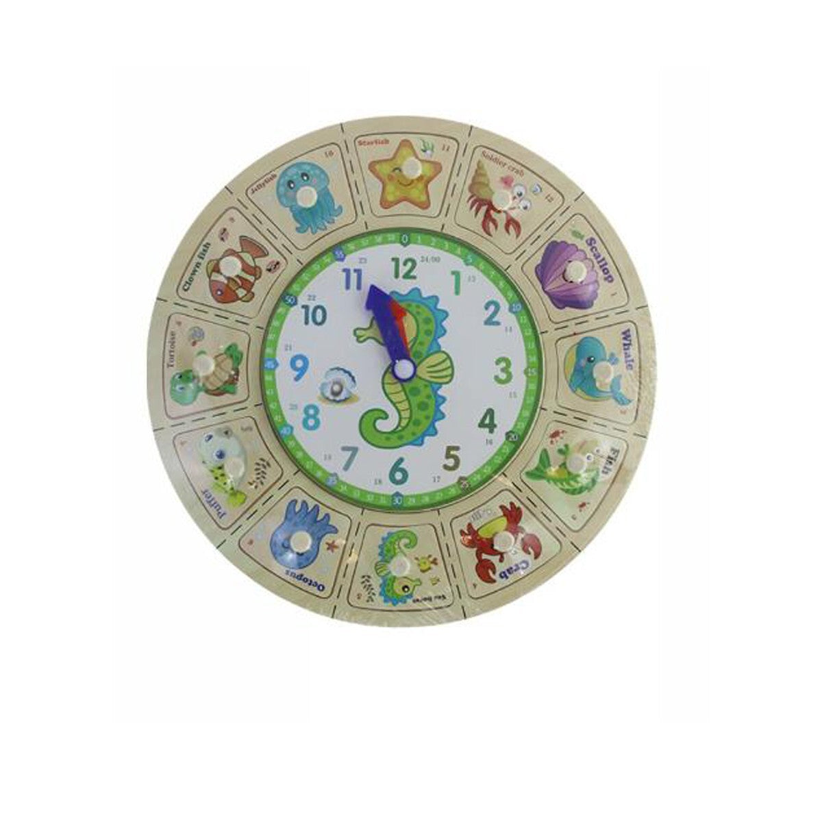 OROLOGIO EDUCATIVO IN LEGNO BAMBINI ANIMALI PUZZLE GIOCO METODO MONTESSORI 53769
