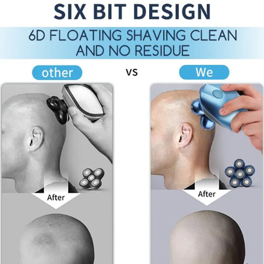 RASOIO ELETTRICO TESTA CALVA UOMO ROTANTE IMPERMEABILE RICARICABILE IPX6