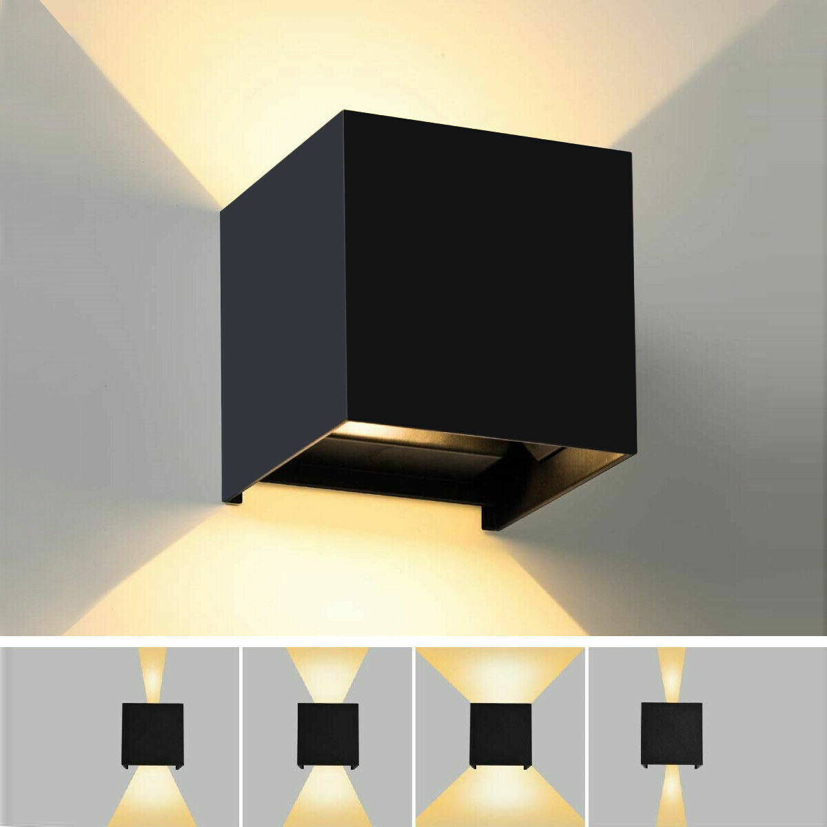 APPLIQUE NERO CUBO LED 10W FARETTO LAMPADA PARETE MURO LUCE CALDO 3000K