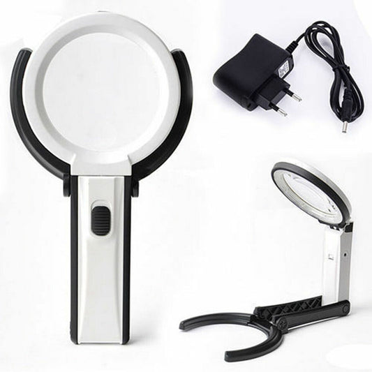 LAMPADA LENTE DI INGRANDIMENTO DA TAVOLO CON LUCE 10 LED PORTATILE 90 MM A 25MM