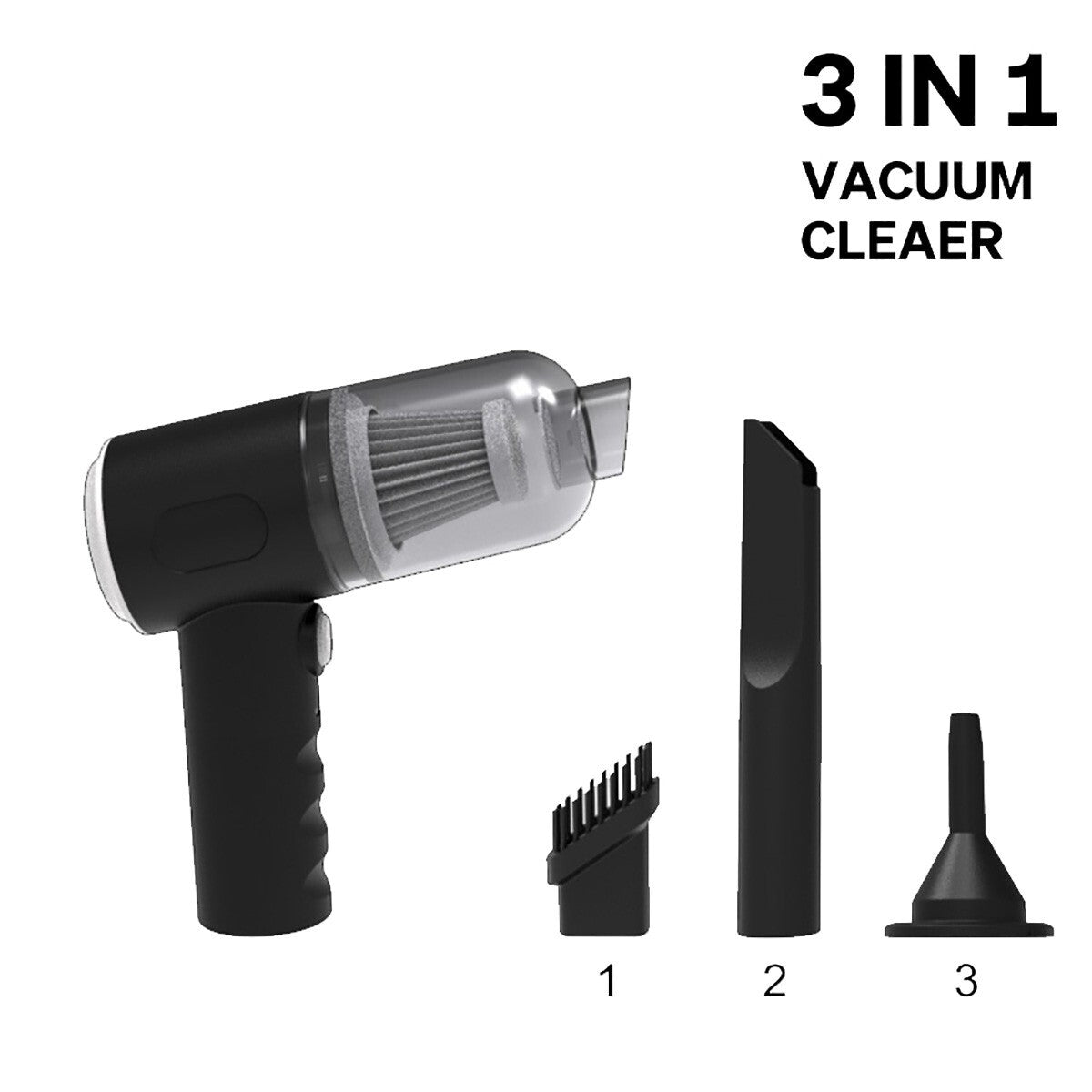 ASPIRAPOLVERE 3 IN 1 SENZA FILI RICARICABILE AUTO CASA UFFICIO ASPIRA SOFFIA USB