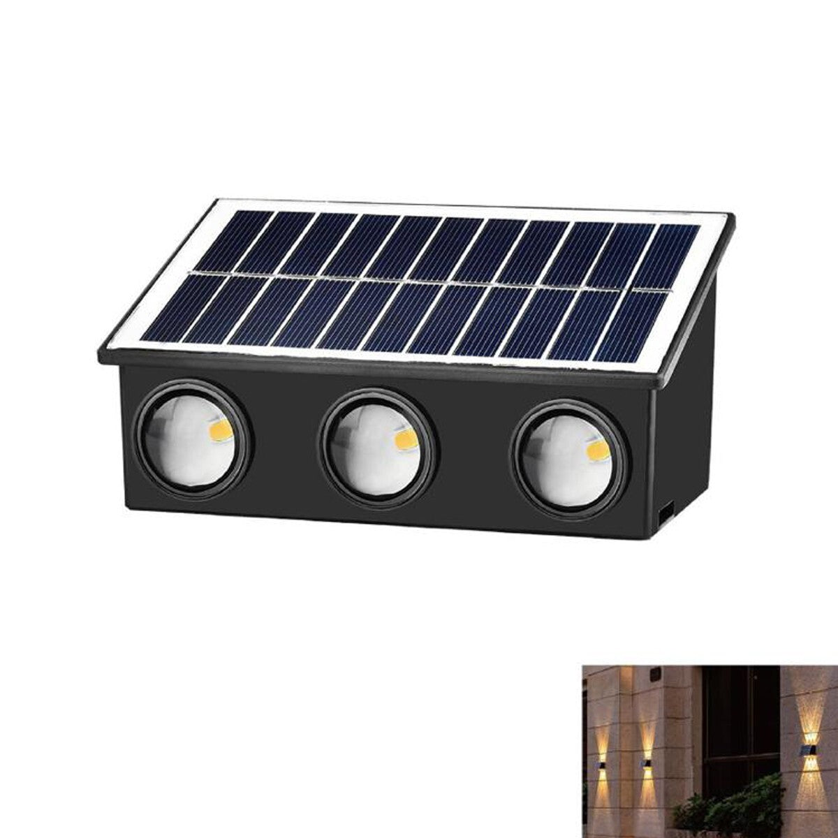 APPLIQUE LAMPE 6 LED MURALE SOLAIRE IP65 BLANC CHAUD JARDIN TE-B0575*