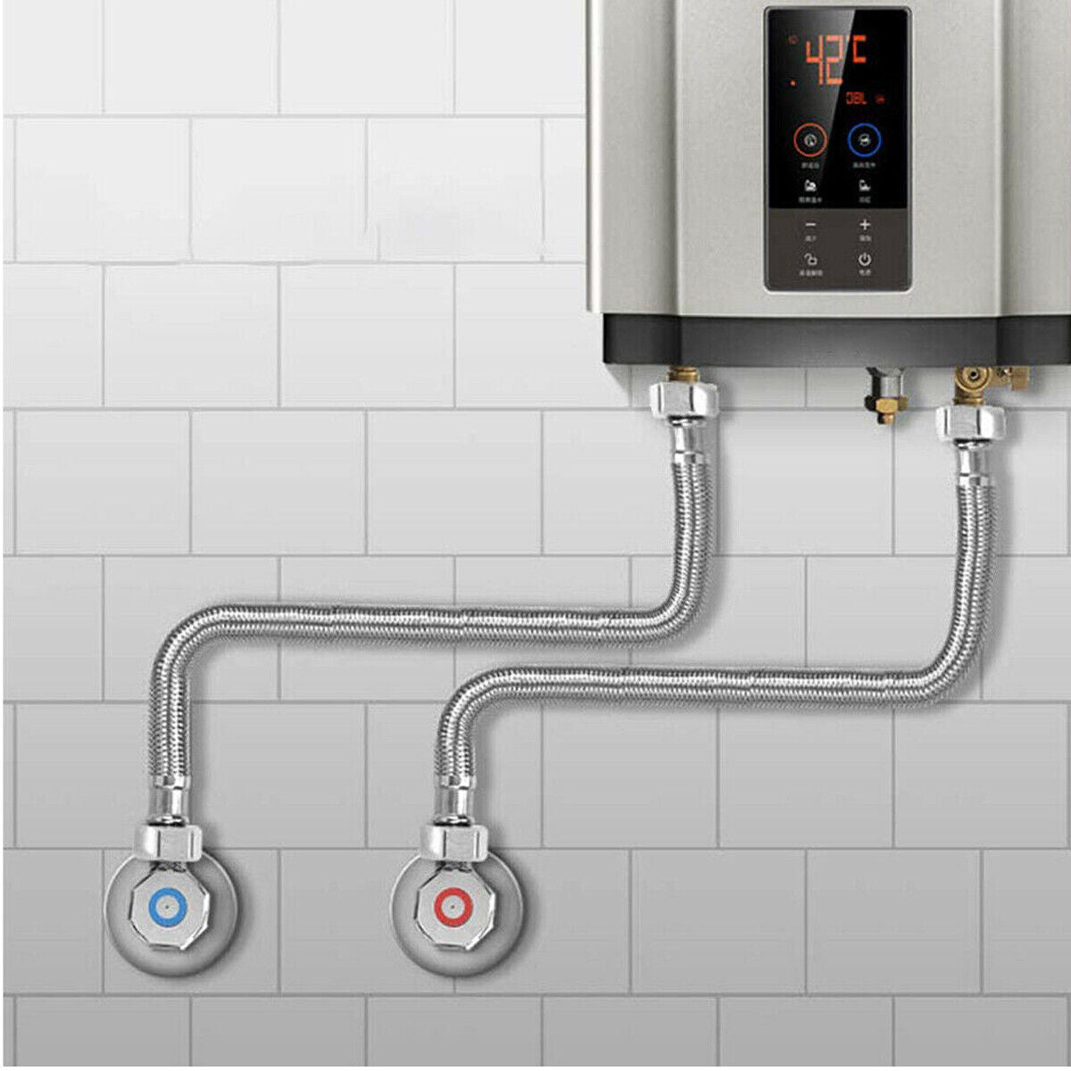 COPPIA TUBO FLESSIBILE 50CM TUBI ACQUA CALDA E FREDDA CALDAIA 1/2X1/2 DGO-172