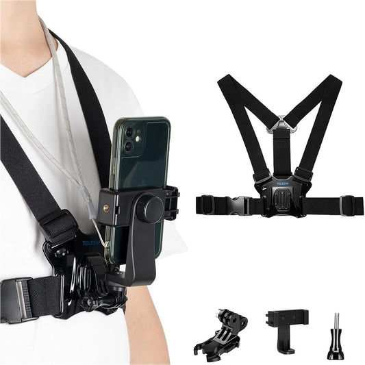 HARNAIS DE POITRINE POUR CAMÉRA SPORTIVE SUPPORT VIDÉO POITRINE 360° AS-08125