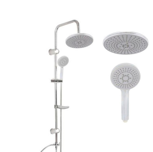BARRE DE DOUCHE CHROMÉE COLONNE DE DOUCHE POMME DE TÊTE FIXE DOUCHETTE À MAIN 2133