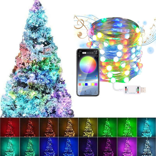 BANDEAU 200 LED 20M BLUETOOTH RVB SMART APP LUMIÈRES DE NOËL IP20 SAPIN