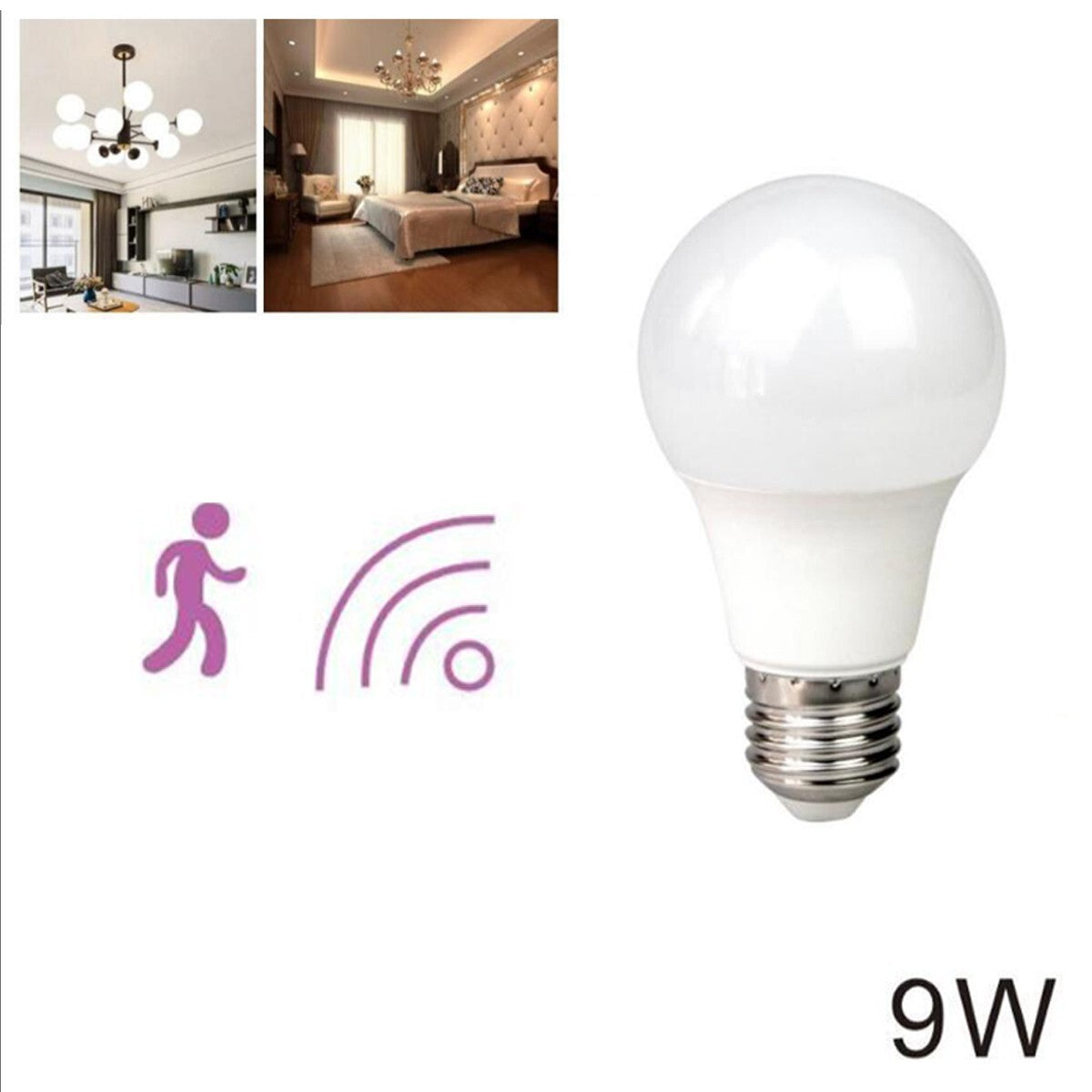 AMPOULE LED INTELLIGENTE 9W DÉTECTEUR DE MOUVEMENT E27 6500K BL-1491