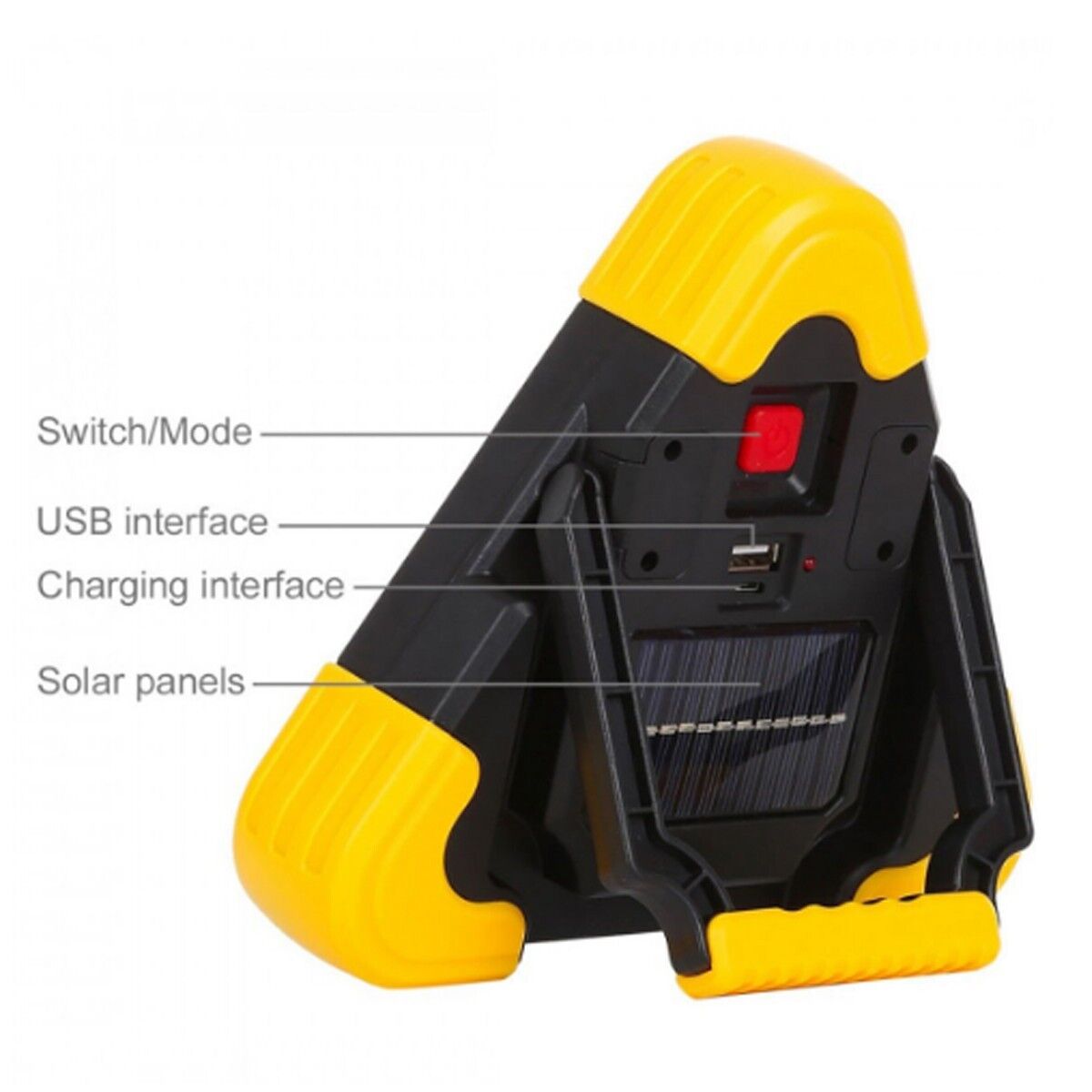 TRIANGOLO EMERGENZA STRADALE A LED RICARICA SOLARE USB SOCCORSO AUTO MOTO 30W
