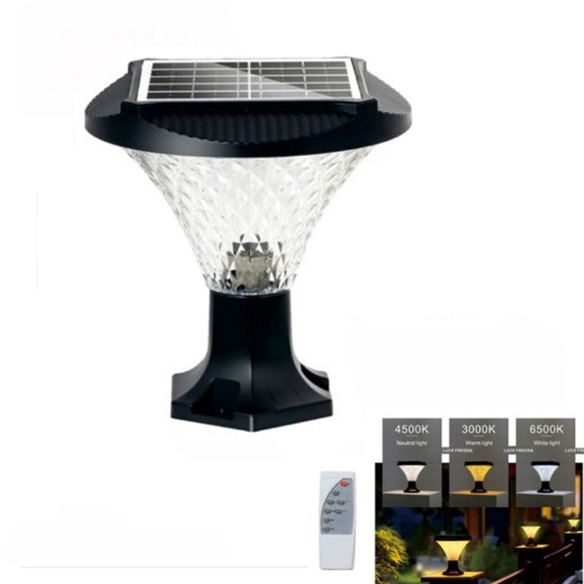 FARO LED SOLARE DA ESTERNO 90W LAMPADA GIARDINO CON TELECOMANDO LUCE 3 COLORI