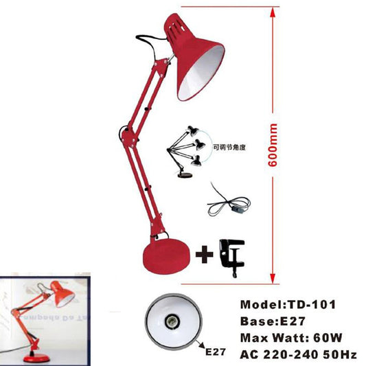 LAMPE ESTHÉTICIENNE ARTICULÉE ORIENTABLE E27 BASE BUREAU TABLE ROUGE TD-101