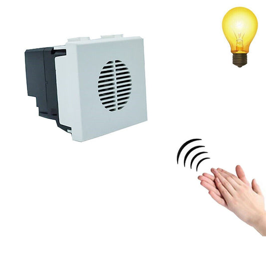 MODULO INTERRUTTORE ACUSTICO BIANCO COMANDO VOCALE SUONO LUCI BATTITO MANI C2220