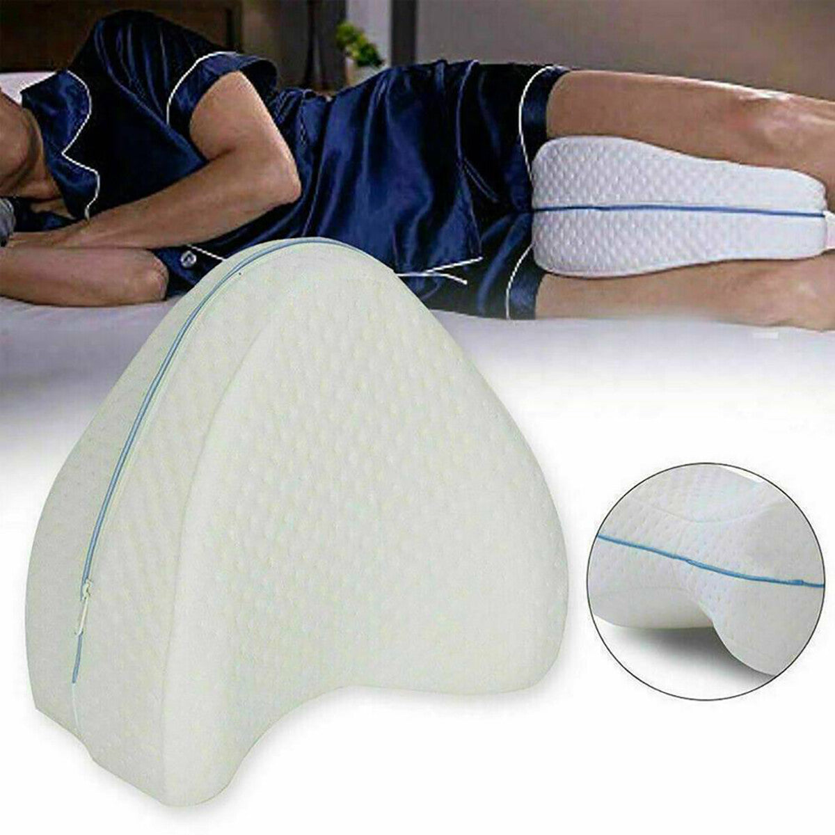 OREILLER DE JAMBES À MÉMOIRE DE FORME SUPPORT ORTHOPÉDIQUE GENOUX DOS LAVABLE