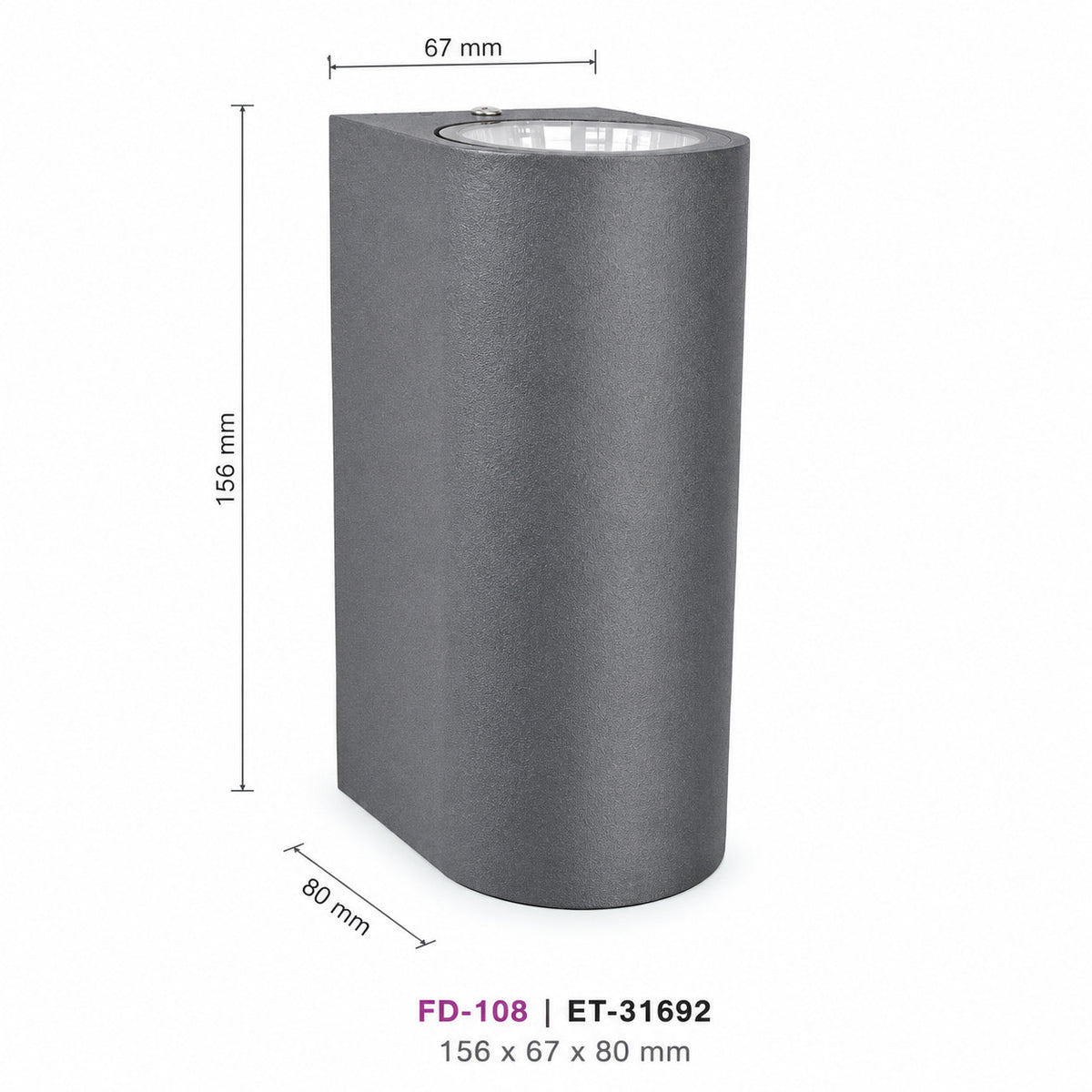 APPLIQUE LED 10W ESTERNO LAMPADA PARETE GRIGIO IP65 3000K 4000K 6000K ET-31692