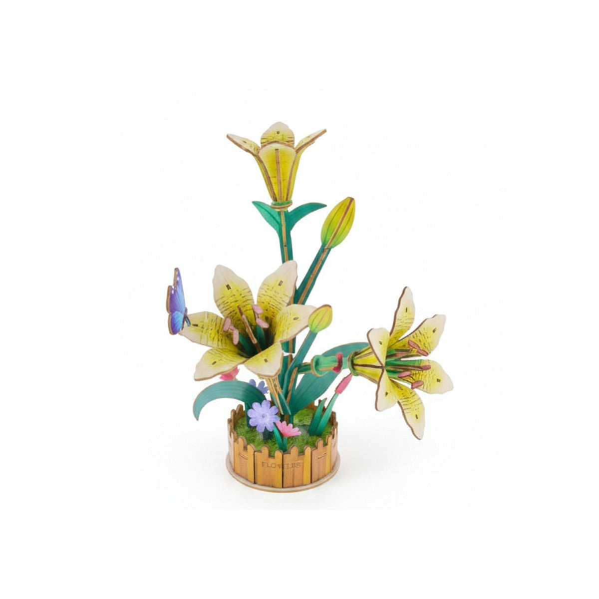 PUZZLE 3D GIGLIO GIALLO LEGNO 85PZ FIORI ARTIFICIALI COSTRUZIONI NATALE 32390
