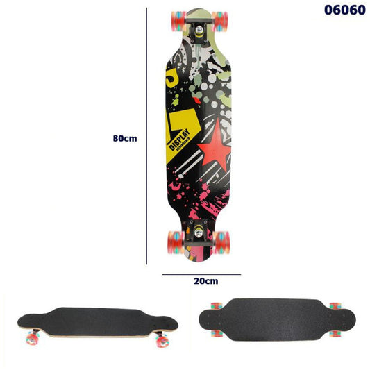 SKATEBOARD SKATE EN BOIS IMPRIMÉ COLORÉ ENFANTS ADOLESCENTS 80CM 06060