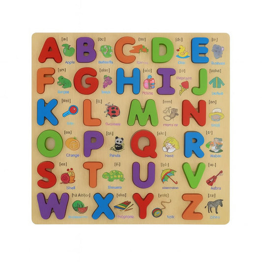 GIOCO EDUCATIVO LEGNO PUZZLE ALFABETO INGLESE COLORI BAMBINI MONTESSORI 07291