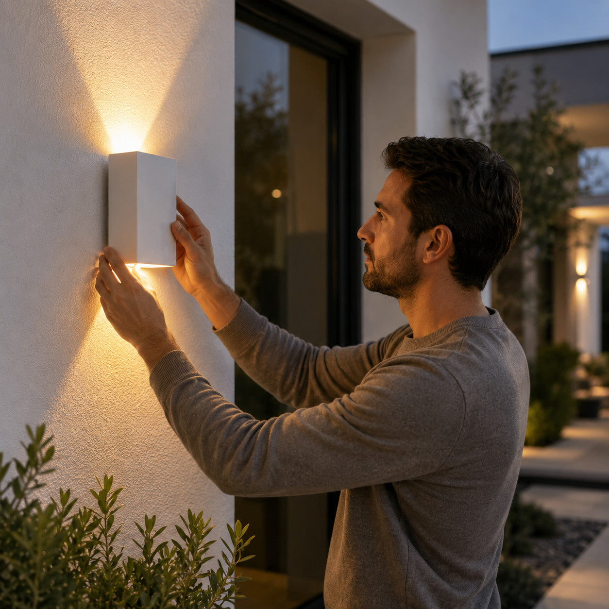 APPLIQUE MURALE LED 6W LAMPE MUR IP65 MODERNE DOUBLE ÉCLAIRAGE CHAUD 3000K 21343