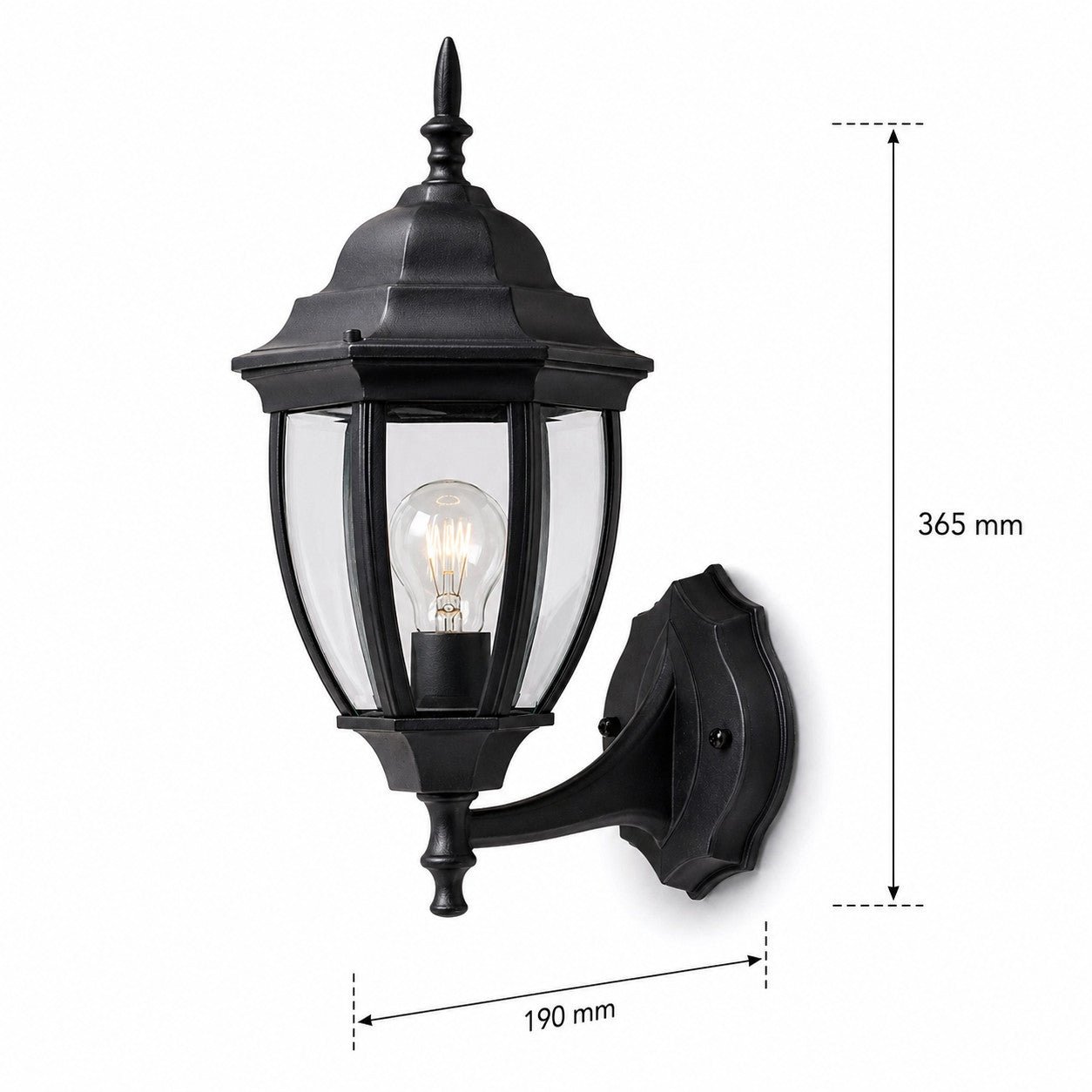 APPLIQUE DA ESTERNO LANTERNA NERA PARETE E27 MAX 60W CLASSICA GIARDINO IP44 A2-S