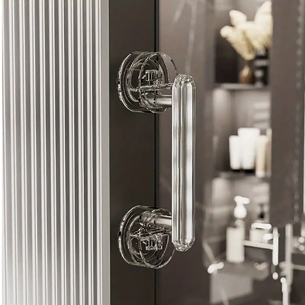 MANIGLIA VETRO DOCCIA BAGNO DOPPIA VENTOSA PIASTRELLE SICUREZZA DISABILI ANZIANI