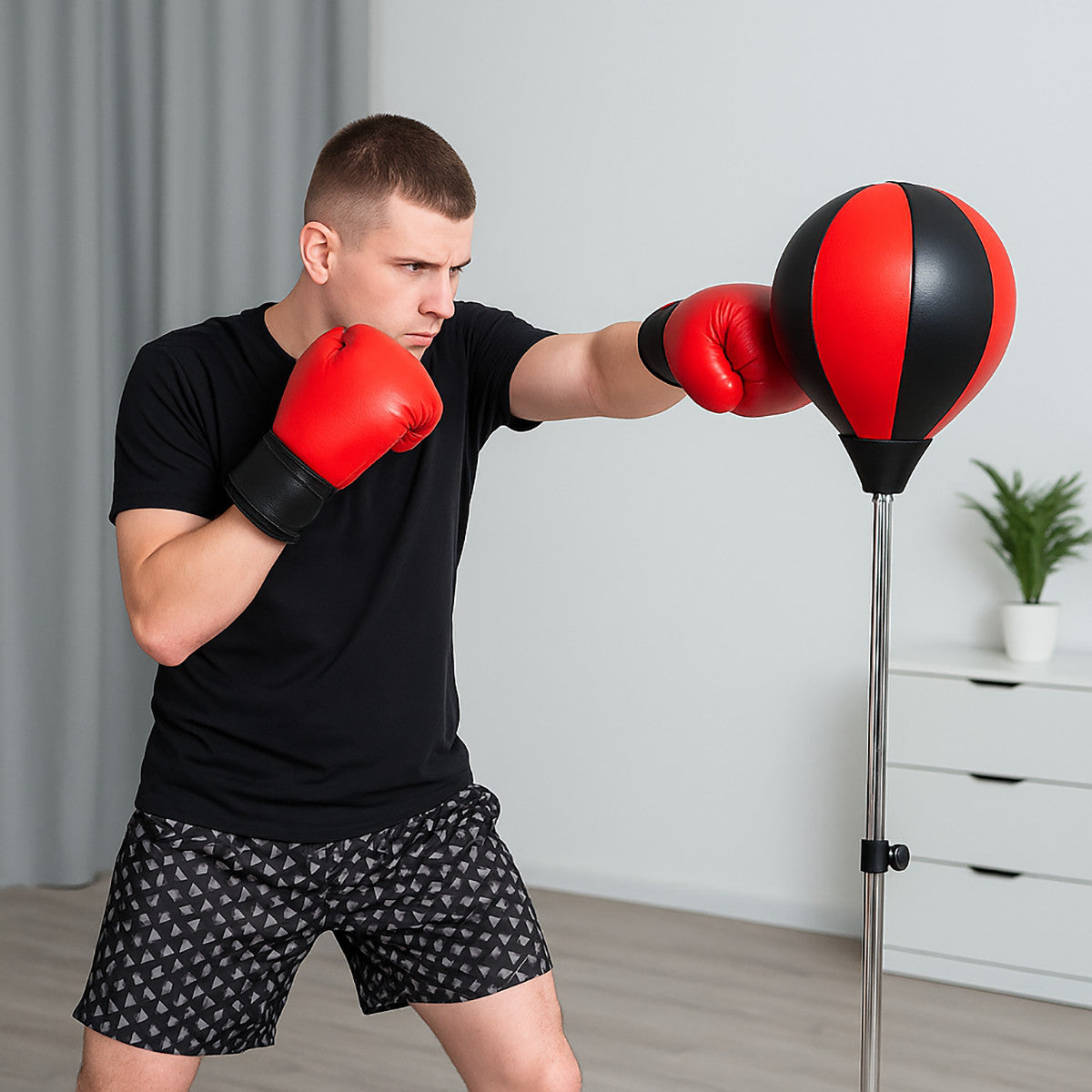 SACCO BOXE CON PUNCHING BALL E GUANTONI REGOLABILE 150CM ALLENAMENTO 94692