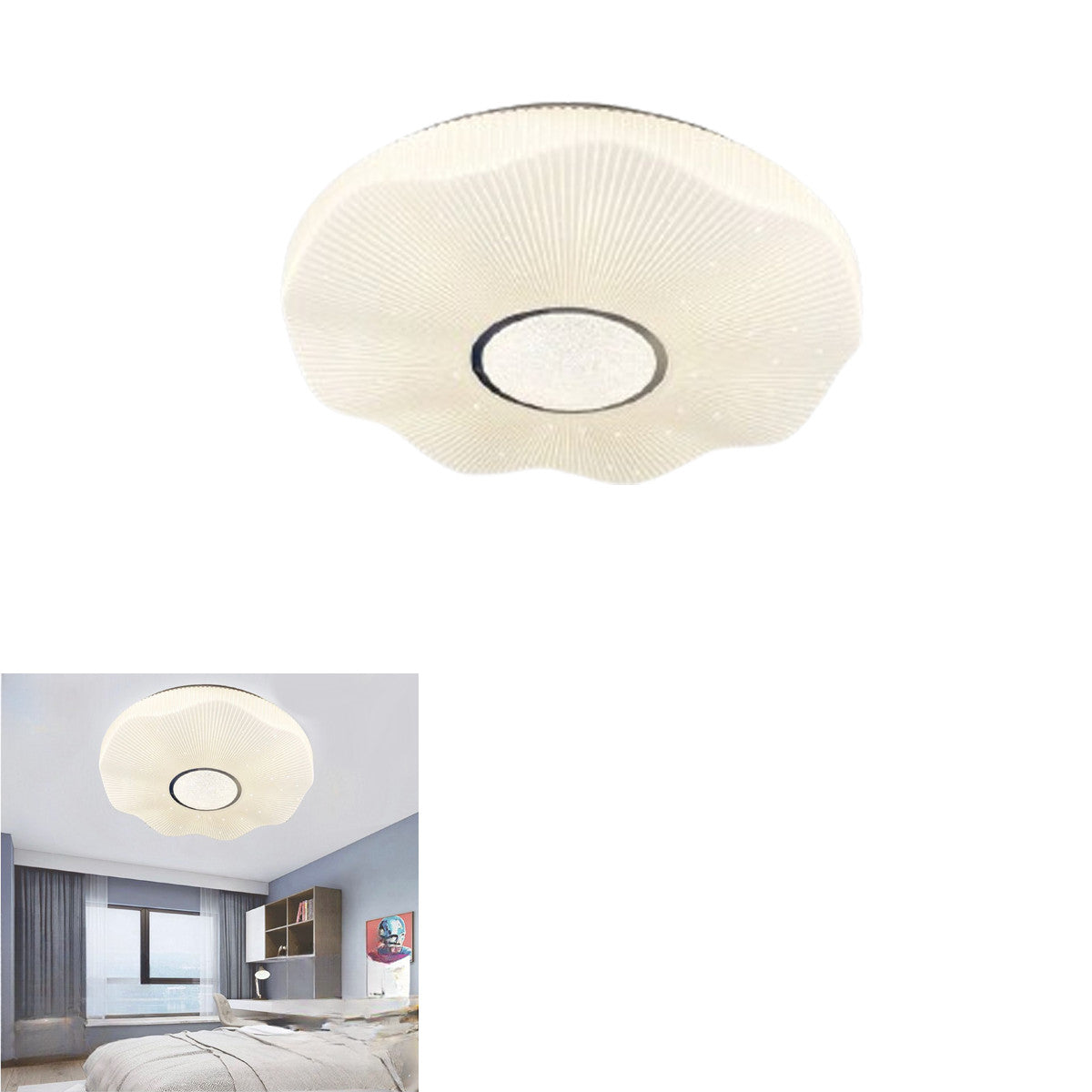 PLAFONNIER LED DE PLAFOND 32W LUMIÈRE FROIDE BORD ONDULÉ CIEL ÉTOILÉ BTL-1011