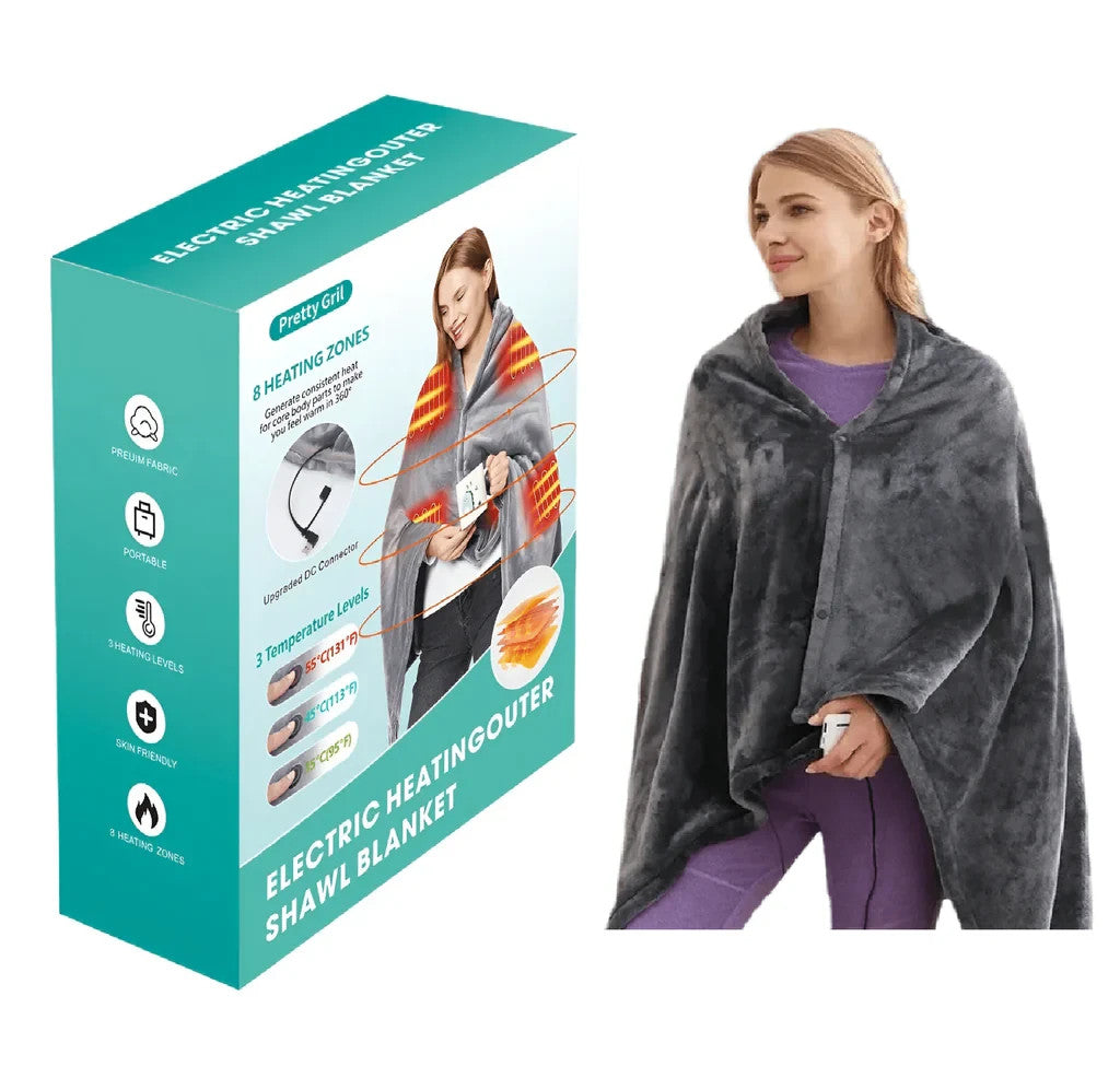 MANTELLA SCALDANTE ELETTRICA PORTATILE 8 ZONE 3 LIVELLI USB CASA UFFICIO LT-8091