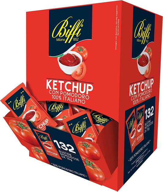 KETCHUP BIFFI 132 SACHETS INDIVIDUELS DE TOMATE 100% ITALIENNE MONOPORTION 10GR