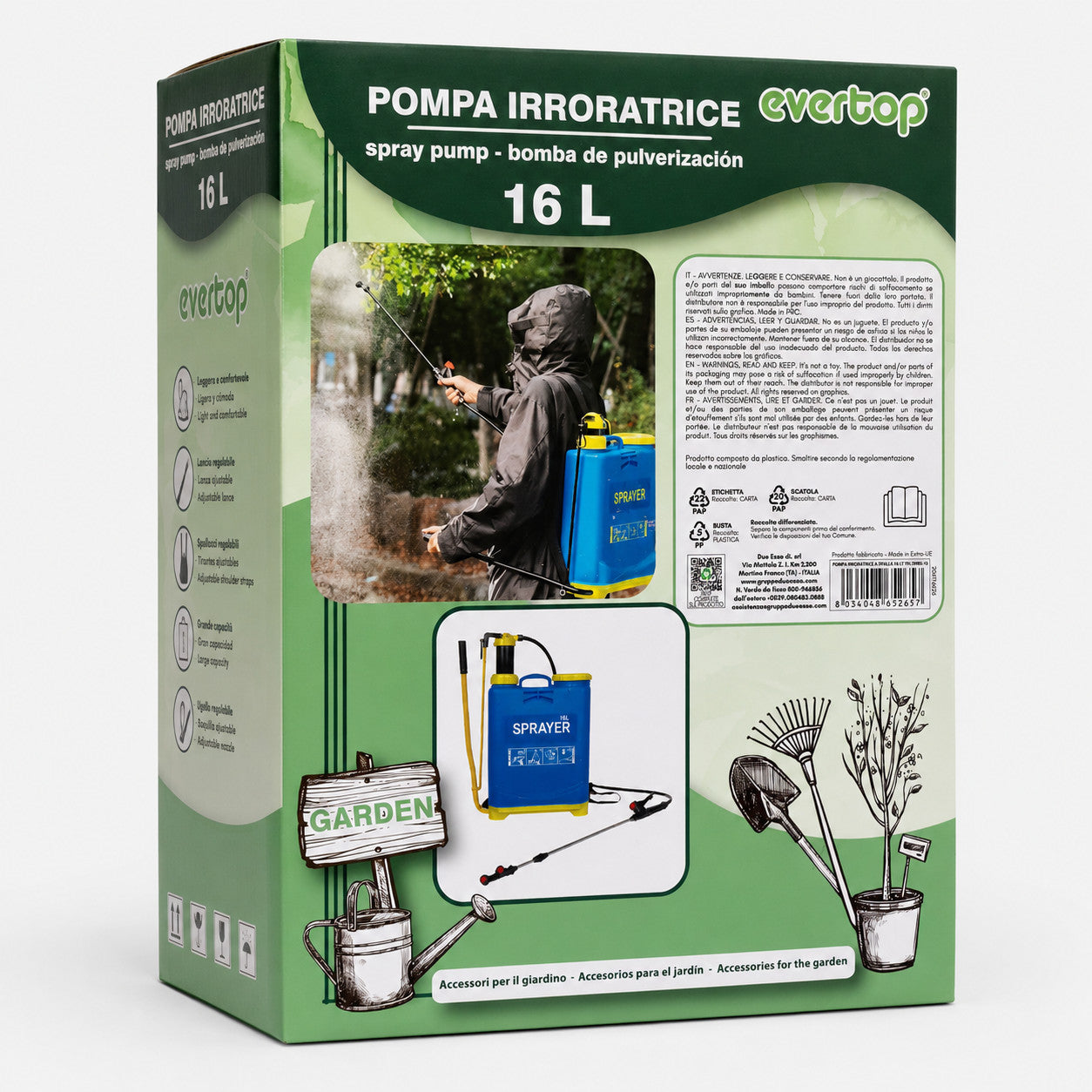 POMPA IRRORATRICE A SPALLA 16 L SPRAYER MANUALE PER GIARDINO ORTO DISERBO