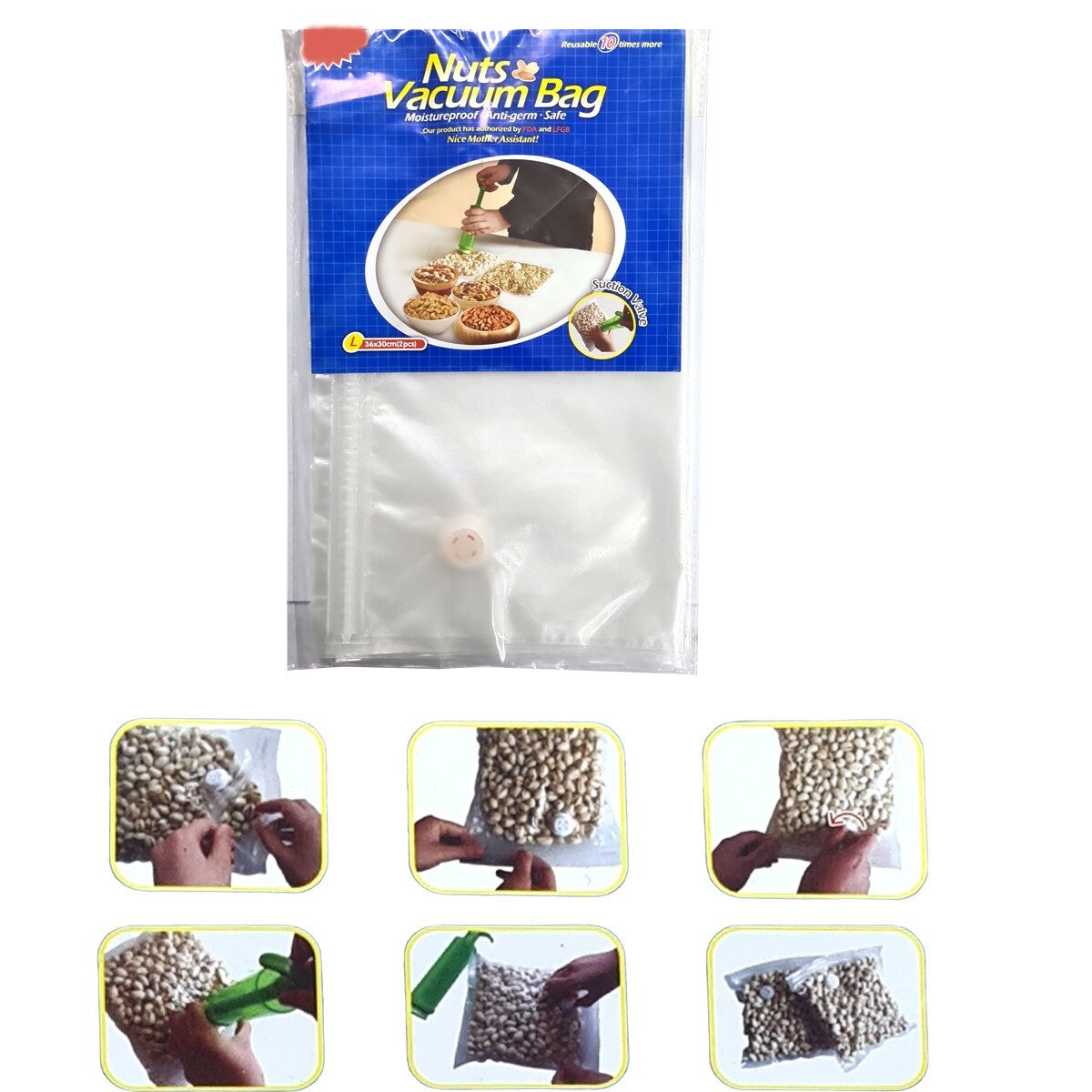 SACHET DE CONSERVATION ALIMENTS SOUS VIDE RÉUTILISABLE AVEC VALVE 37x30CM