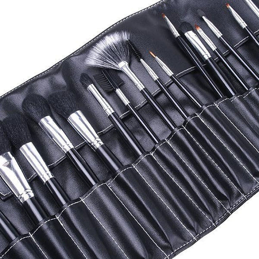 SET 24 PENNELLI PER TRUCCO COSMETICA MAKE UP OMBRETTO FARD CON CUSTODIA BORSA