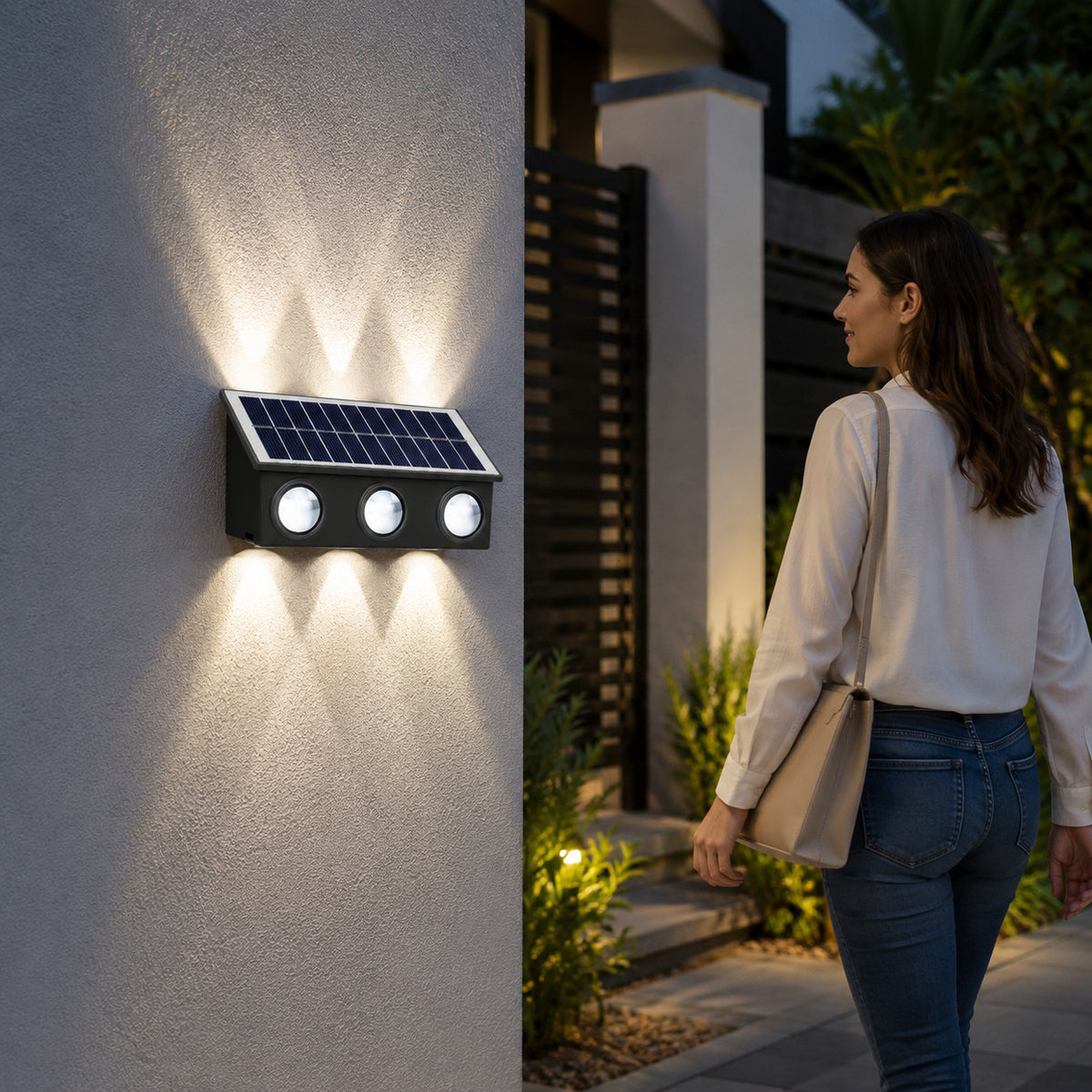 APPLIQUE LAMPE 6 LED MURALE SOLAIRE IP65 BLANC FROID JARDIN TE-B0574