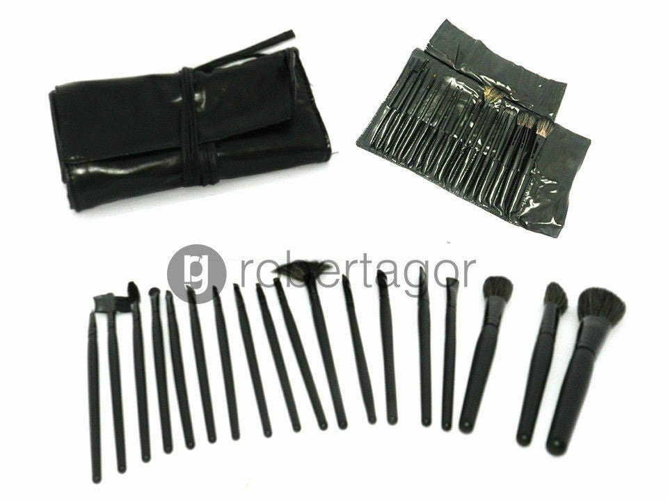 SET 18 PENNELLI PER TRUCCO COSMETICA MAKE UP OMBRETTO FARD CON CUSTODIA BORSA