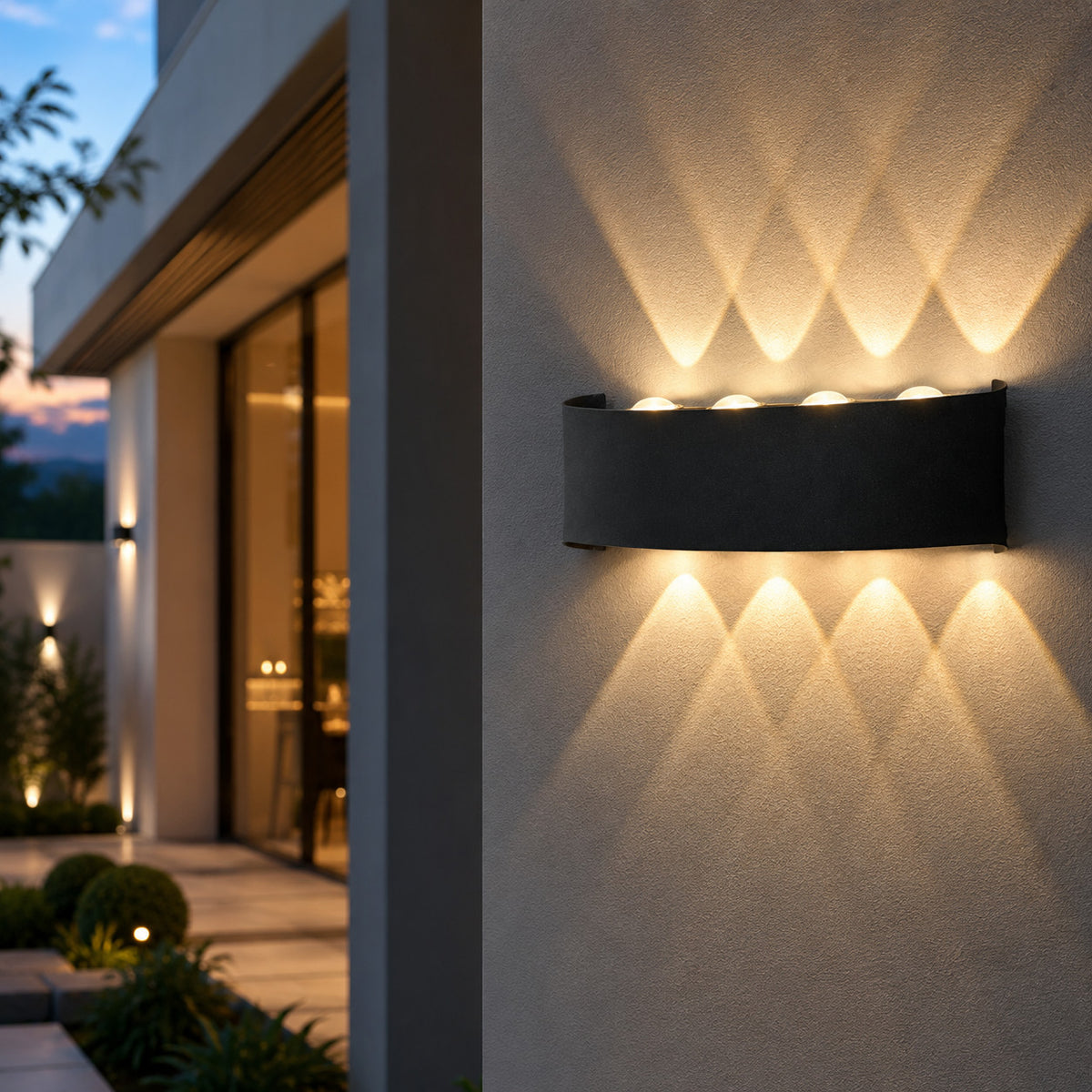 APPLIQUE LED 20W ESTERNO LAMPADA PARETE NERA IP65 3000K 4000K 6000K ET-31678