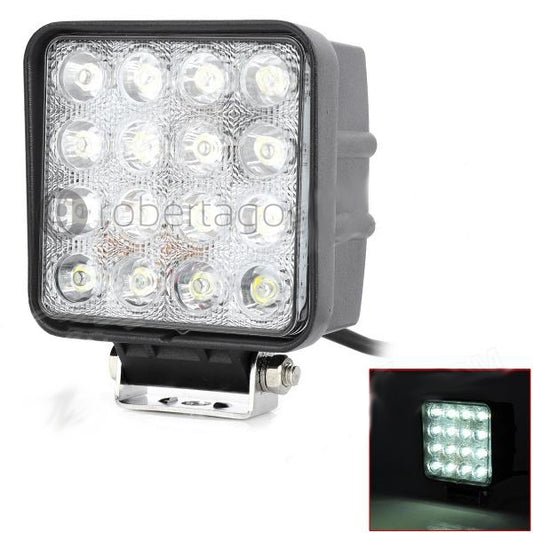 PROJECTEUR SUPPLÉMENTAIRE PROFONDEUR VOITURE TOUT-TERRAIN 12V CARRÉ 16 LED 6000K IP68