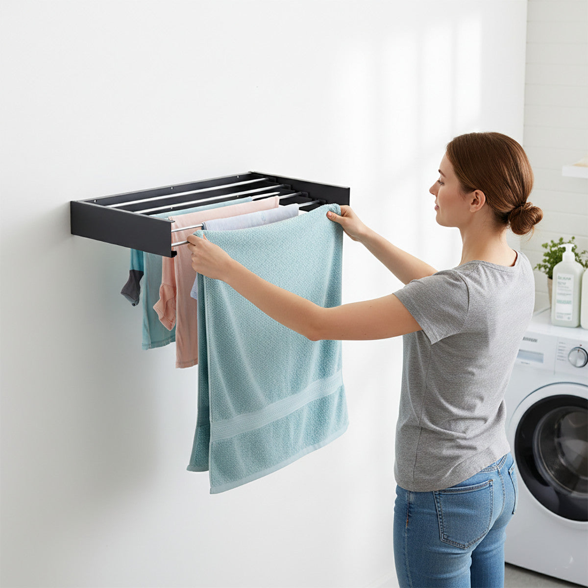 STENDIBIANCHERIA DA MURO 80CM ALLUMINIO SALVASPAZIO BAGNO INTERNO ESTERNO 73214