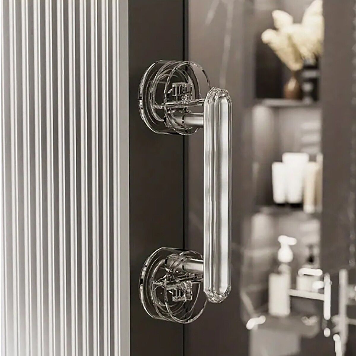 MANIGLIA VETRO DOCCIA BAGNO DOPPIA VENTOSA PIASTRELLE SICUREZZA DISABILI ANZIANI