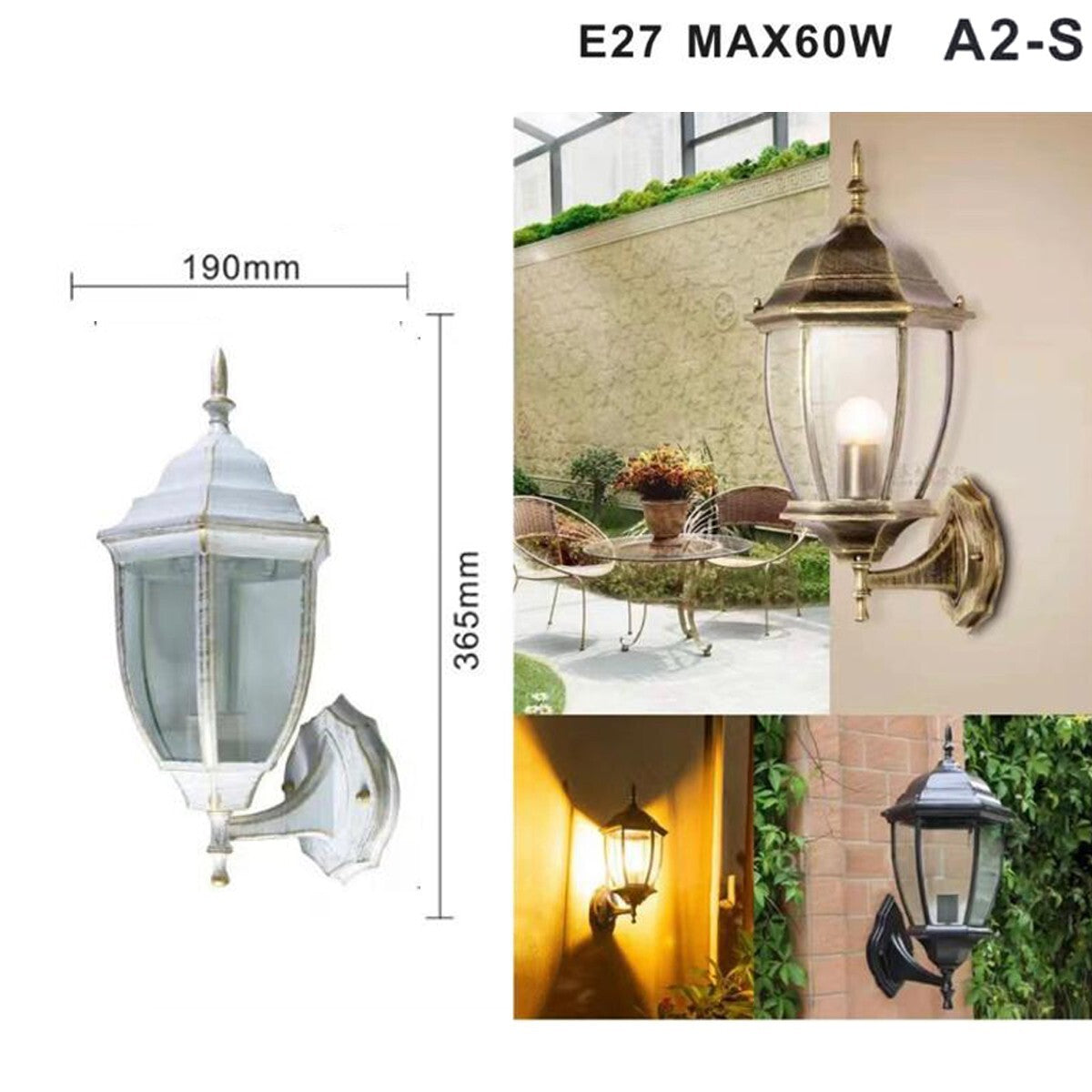 LAMPE LANTERNE SPOT MURAL APPLIQUE DE JARDIN CULOT E27 EXTÉRIEUR BLANC*