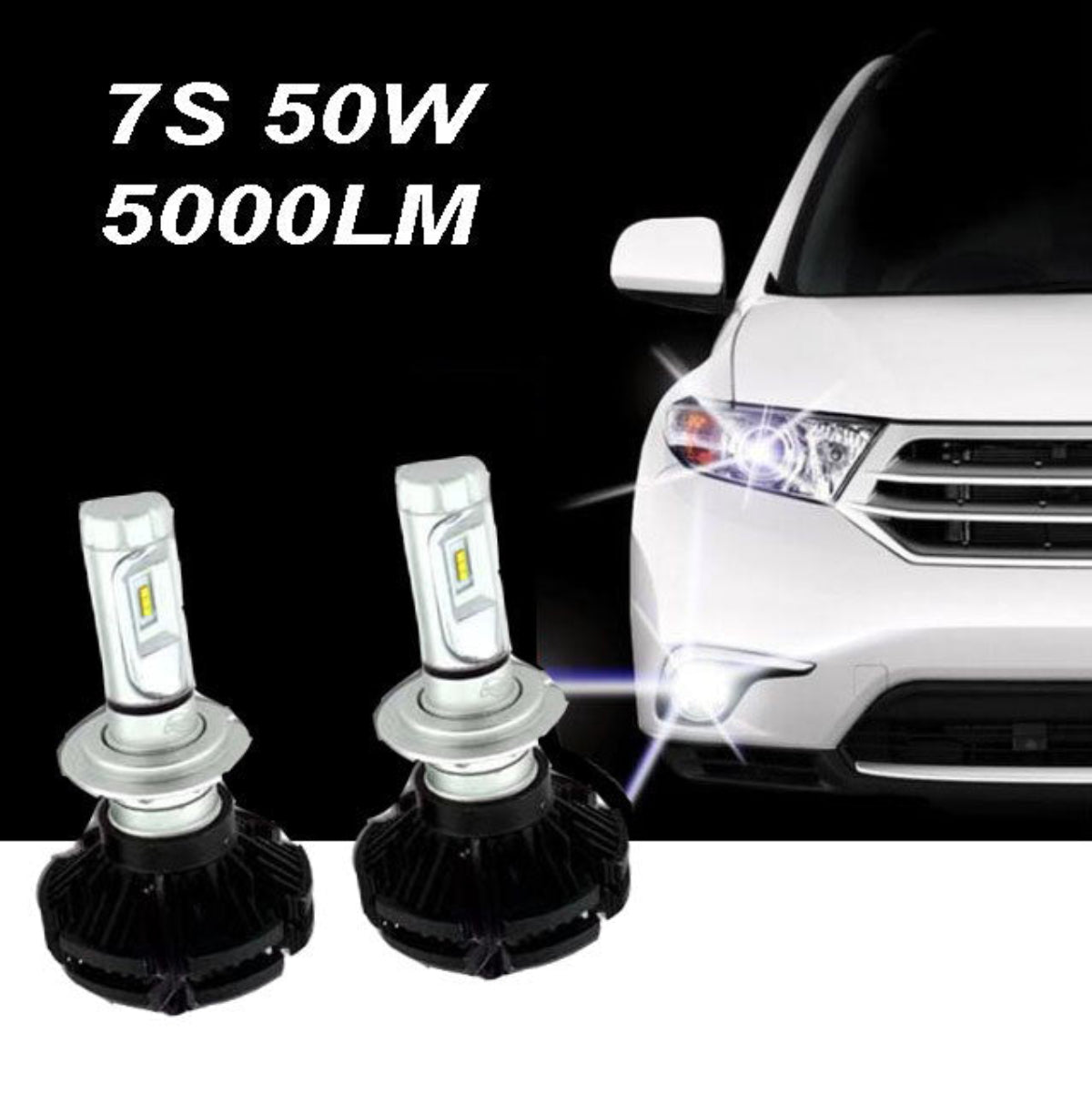COPPIA LAMPADE FARI RICAMBIO AUTO LED 7S H7 ALTA LUMINOSITA' BIANCO FREDDO 50W