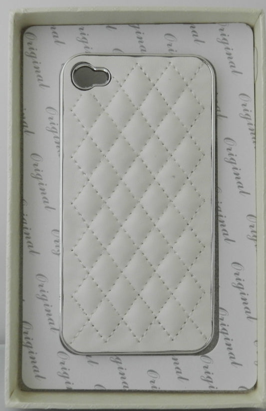 COQUE HOUSSE RIGIDE EN PLASTIQUE POUR APPLE IPHONE 4 4S À MINIJES LOSANGES BLANC