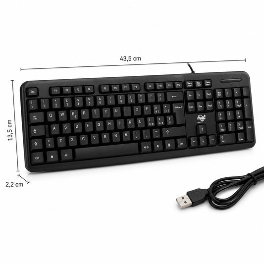 TASTIERA USB MULTIMEDIALE PC LAYOUT INTERNAZIONALE CAVO NERO UFFICIO LD-9272
