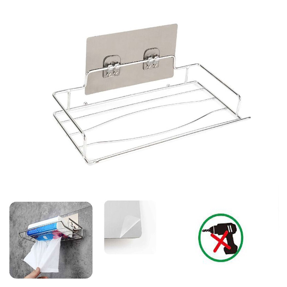 ÉTAGÈRE MURALE ADHÉSIVE RANGEMENT ORGANISATEUR PORTE-SERVIETTES SALLE DE BAIN CUISINE 03496