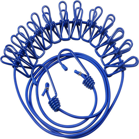 ÉTENDOIR CORDON ÉLASTIQUE BALCON CÂBLE DE VOYAGE CAMPING 12 PINCES