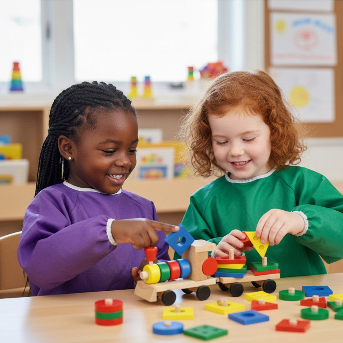 TRENINO LEGNO TRAINABILE GIOCO EDUCATIVO MONTESSORI FORME GEOMETRICHE 52295