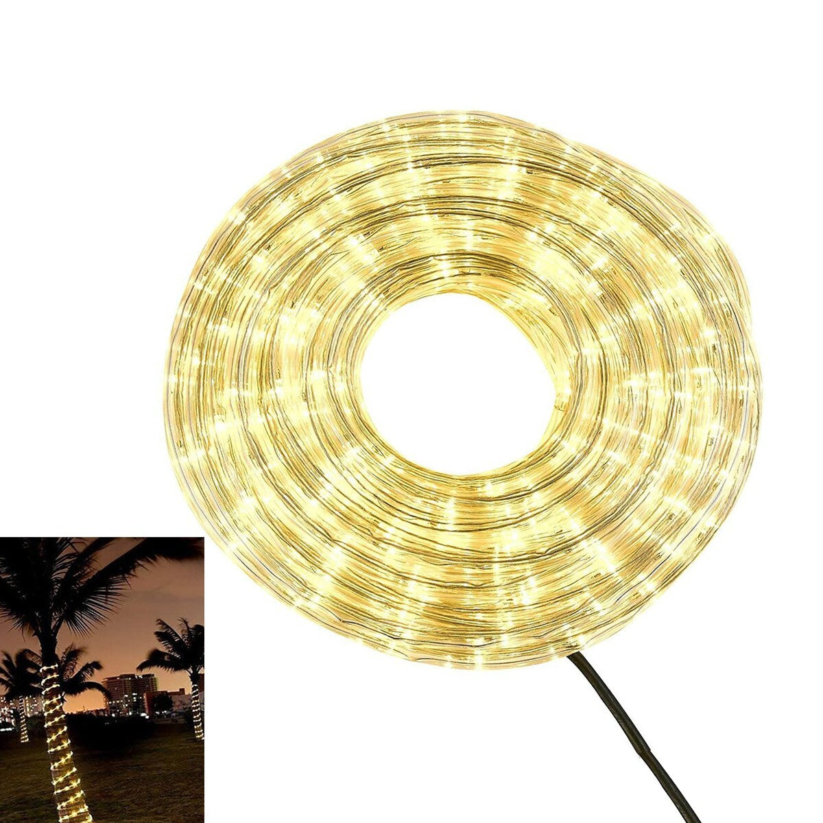 TUBE LUMINEUX LED LUMIÈRES DE NOËL ÉTANCHE EXTÉRIEUR BLANC NATUREL 10 MÈTRES