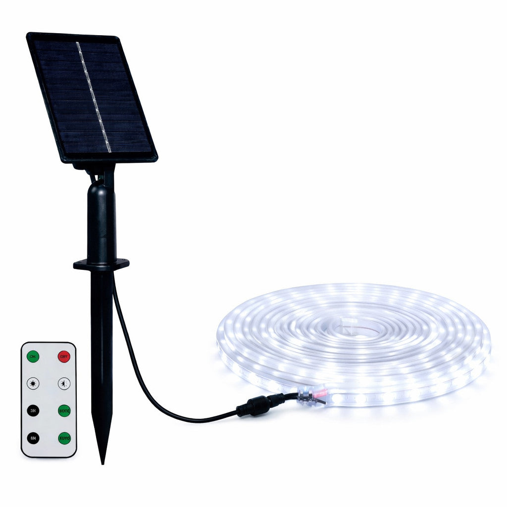 STRISCIA LED SOLARE 5 METRI TELECOMANDO BIANCO FREDDO 6500K PER ESTERNO ET-31608