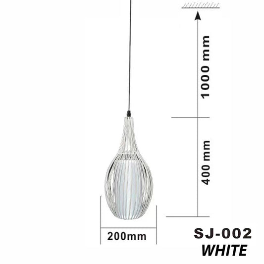 LUSTRE CAGE EN MÉTAL INDUSTRIEL RÉTRO E27 SUSPENSION VINTAGE BLANC SJ002